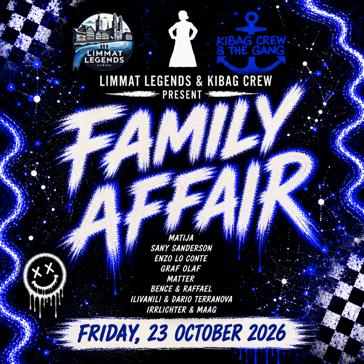 Flyer for LIMMAT LEGENDS & KIBAG CREW PRESENTS FAMILY AFFAIR