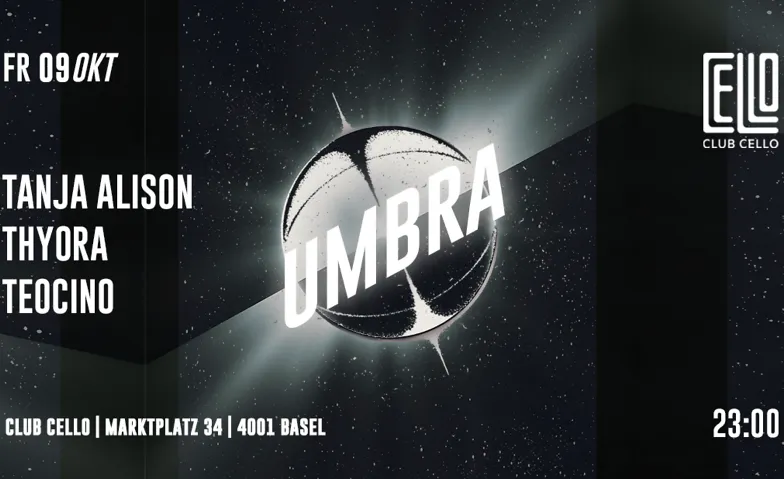 Flyer for UMBRA pres. THYORA, TANJA ALISON & TEOCINO