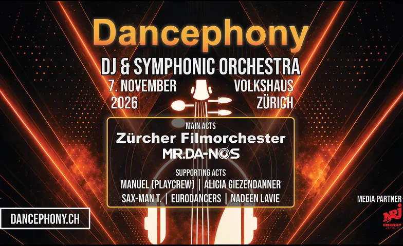 Flyer for Dancephony Zürich: Techno Party mit Mr.Da-Nos & Orchester