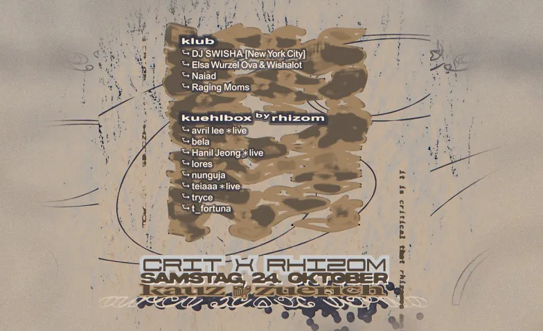 Flyer for CRIT x Rhizom