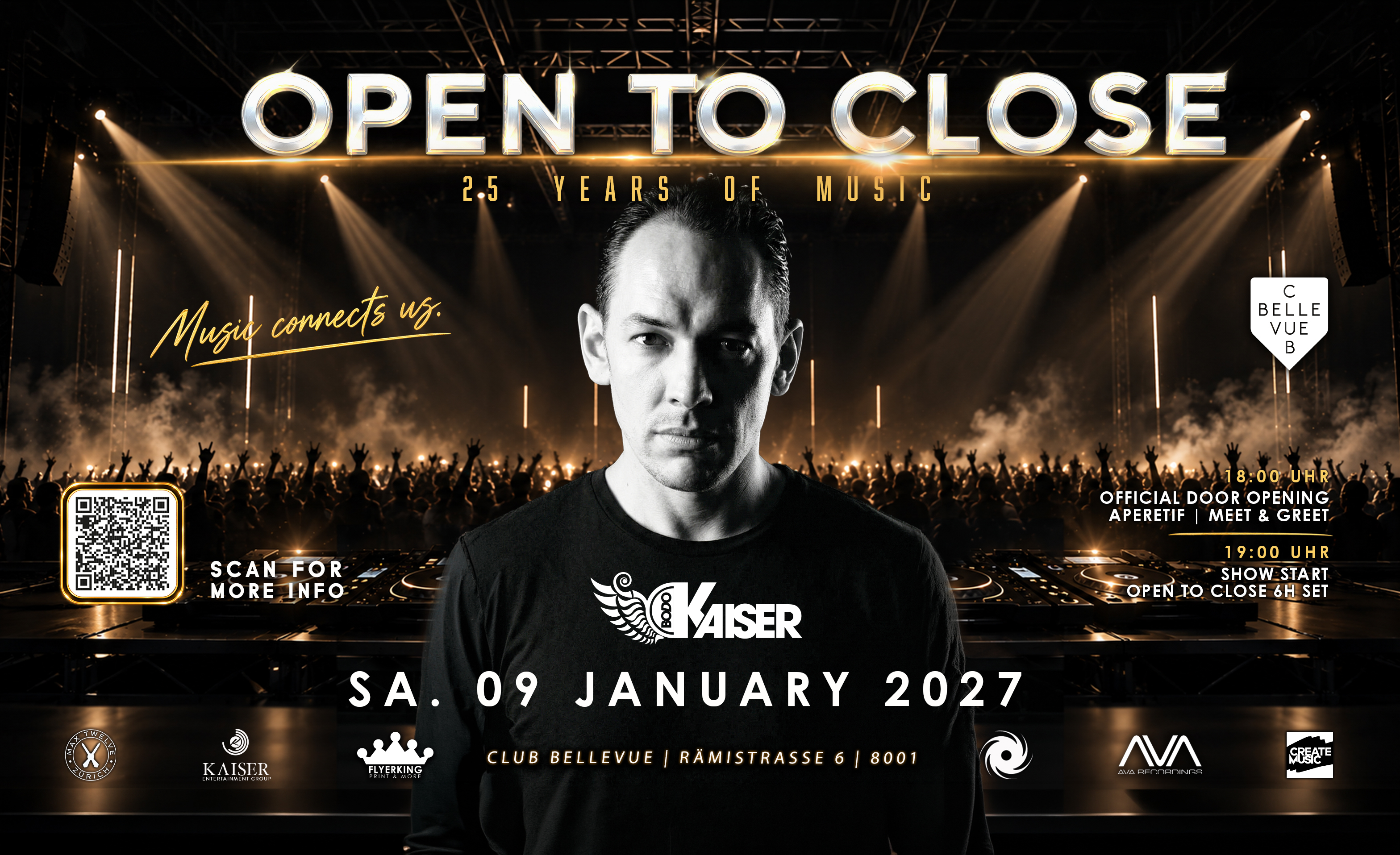 Flyer for BODO KAISER - OPEN TO CLOSE / Club Bellevue
