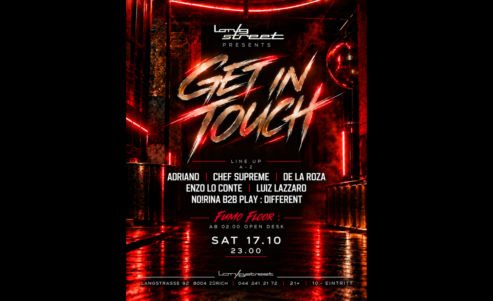 Flyer for Get In Touch w/ Longstreet